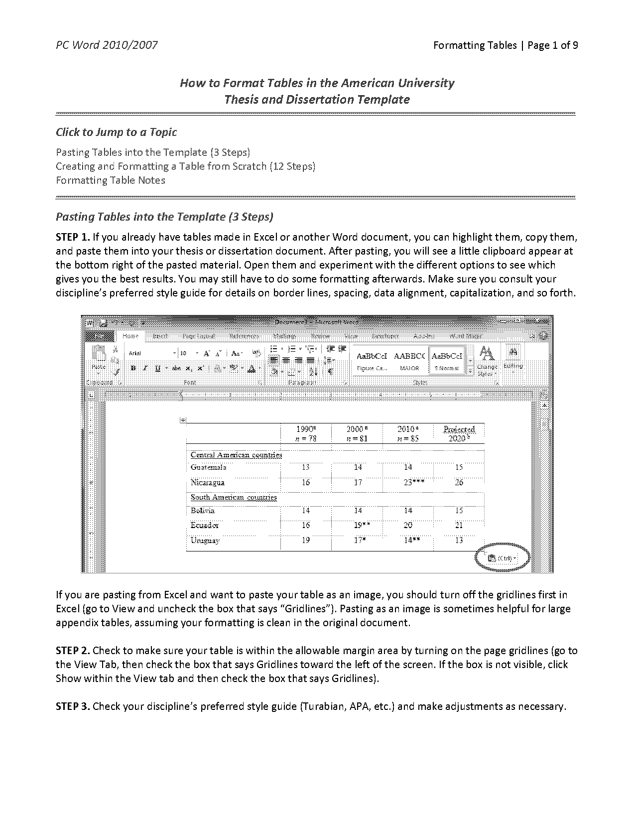 how do i insert a large excel table into word